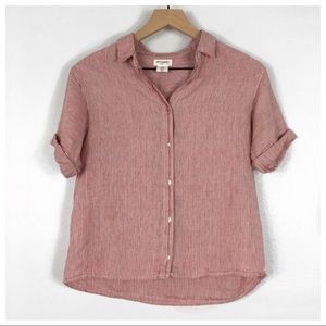 Artisan NY Red Stripe Linen Short Sleeve Shirt